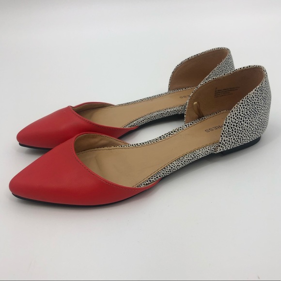 Express Shoes - Express Red Black White Animal Print Point Toe 7